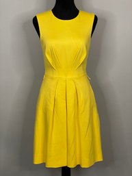 Trina Turk Size 0 Canary Yellow Pleated A-line Dress