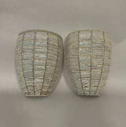 Pair Of Silver Beaded Wall Sconce Shades