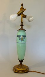 Vintage Ceramic And Brass Aesthetic Style Dual Bulb Table Lamp