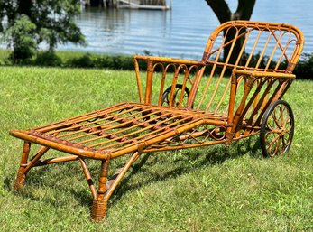 Vintage Rattan Chaise Lounge, C. 1930