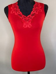 Banana Republic Size XS Lace Trim Camisole/Tank In Red