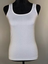 Bordeaux One Size Fits All Fitted Tank In Silver Metallic With White Trim