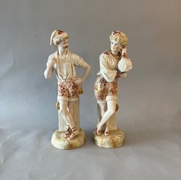 Pair Of Unmarked Bisque Figurines, In The Manner Of/possibly Made By Scheibe Alsbach, German