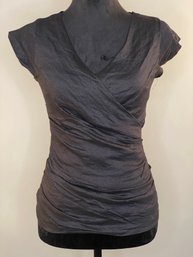 Nicole Miller Artelier Cap Sleeve Wrap-Style Top In Black