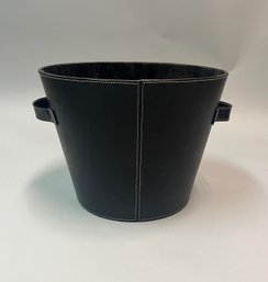 Leather Wood Bucket  / Planter