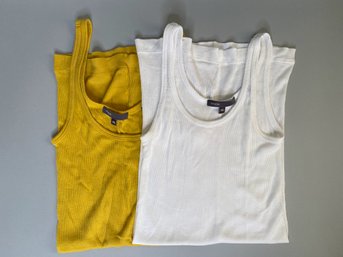 Two Vince Size XS Ribbed Tank Tops In White And Yellow