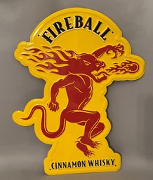 Metal Fireball Cinnamon Whisky Display Sign