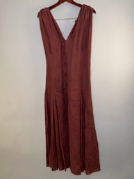 Hermes Paris Sleeveless Plum Bamboo Dress Size 46