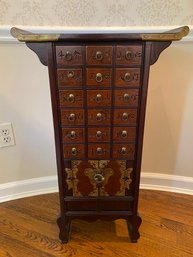 Asian Apothecary Chest With Butterfly Motif