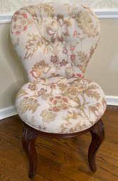 Regency Style Upholstered And Tufted Balloon Back Music Chair Or Occasional Chair