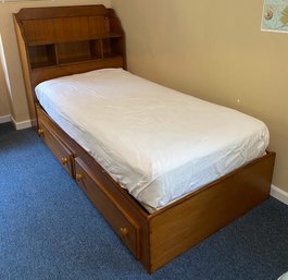 Stanley Captains Bed With Two Drawers And Headboard Bookcase (TWIN)