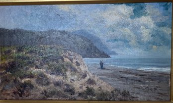 Unknown Artist, Figures On A Beach, Oil On Board