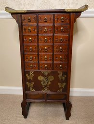 Asian Apothecary Chest With Butterfly Motif And Lock