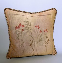 One Embroidered Square Pillow With Tulip Decoration