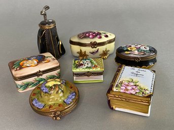 Group Of Seven Rochard Limoges Miniature Trinket Boxes