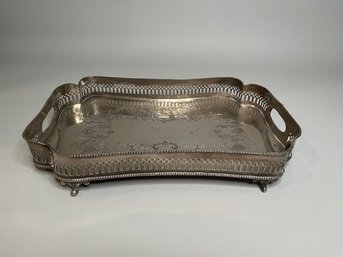 Rectangular Silver Tone Serving Tray, Unmarked
