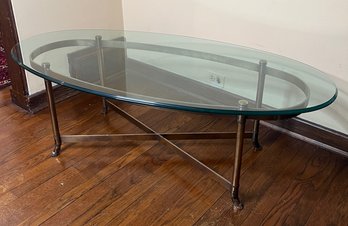 Brass And Glass Oval Coffee Table