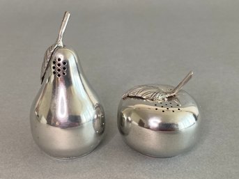 Gorham Pewter Set Of Pear And Apple Salt And Pepper Shakers