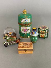 Group Of Six Limoges Miniature Trinket Boxes