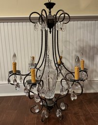 Empire Style Six  Arm Crystal And Iron Chandelier