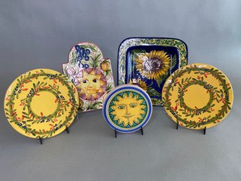 Collection Of Italian Glazed And Hand Painted Wall Hangings And Dishes