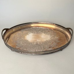 Silver Plate Oval Two Handle Tray