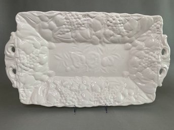 Large White Italian Ceramic Oblong Platter