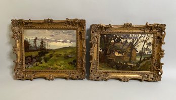 Pair Of Impressionist Style Landscape Paintings, Oil On Canvas, 19th Or Early 20th Century