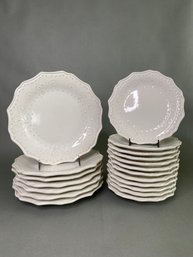 Ceramiche Toscane 19 Piece White Glazed Stoneware Partial Dinner Service
