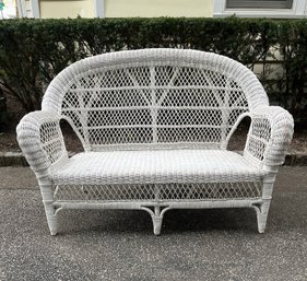 White Whicker Settee