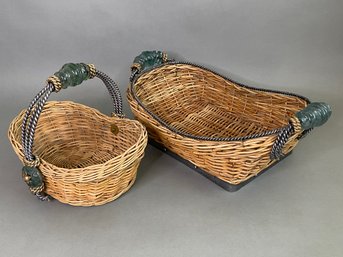 Maitland Smith Style Glass Handled Baskets