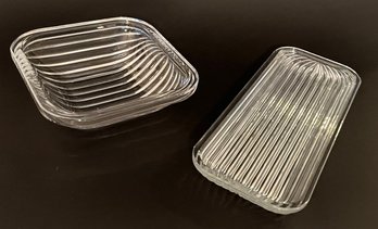 Villeroy & Boch Glass Quadra Trays,  One Square And One Rectangular