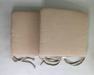 Two Sunbrella Outdoor 18 Inch Seat Cushions In Khaki/Ash With Ties