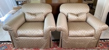 Pair Of Sally Sorkin Lewis Upholstered Arm Chairs Designed For J. Robert Scott