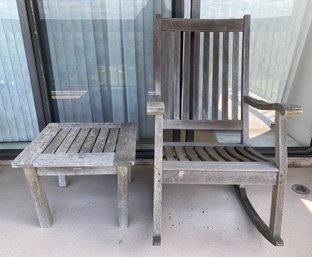 Barlow Tyrie Outdoor Teak Rocking Chair And Side Table