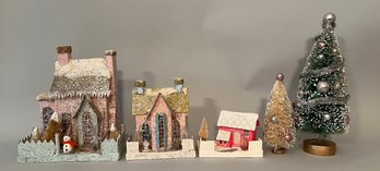 Shimmer Winter Village With Houses And Trees