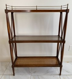 Regency Style Three Tiered Server Or Etagere With Caned Shelves