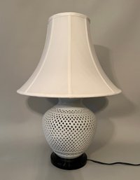 Reticulated White Ceramic Table Lamp