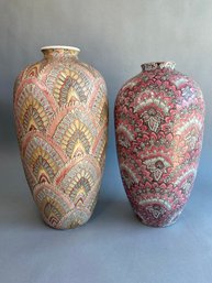 Two Chinese Large Scale Ceramic Vases In Pastel Glazes