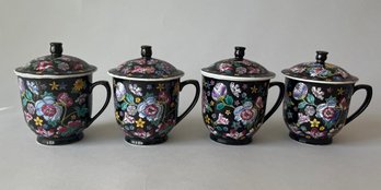 Set Of Four Chinese Covered Mugs