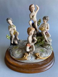 Sartori Capodimonte Porcelain Figural Statuette Of Four Children, Le Quattro Stagionini , Italy