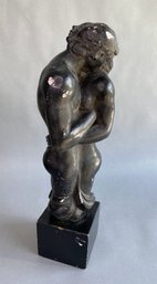 'Embrace' Lado Sculpture Painted Plaster Mounted On A Wood Base