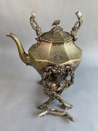 Antique Silverplate Spirit Kettle Teakettle, C 19th Century