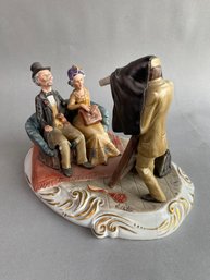 Capodimante Porcelain Figure Set Of Photographer And Sitters Signed A Calle