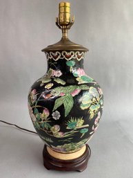 Chinese Famille Noir Urn Mounted For Use As A Table Lamp