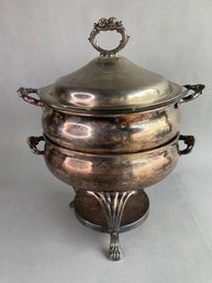 English Silver Manufacturing Corp, Silver Plated Chafing Dish On Stand