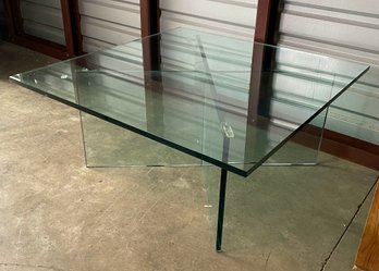 Glass Coffee Table - Square With X Form Base