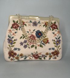 Vintage Needlepoint Handbag With Bakelite Hand And Chain: Christine Custom Bags Detroit, Michigan