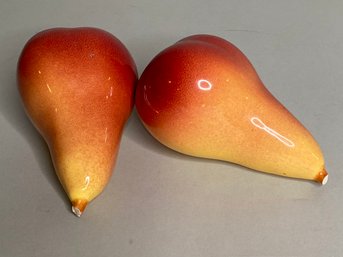 Pair Of Ceramic Pears By Bertinazzo