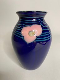 Elaine Hyde Vintage Studio Art Blown Glass Vase, 1982